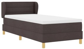 Cama Box Spring vidaXL com Colchão Castanho Escuro 90x200 cm Tecido