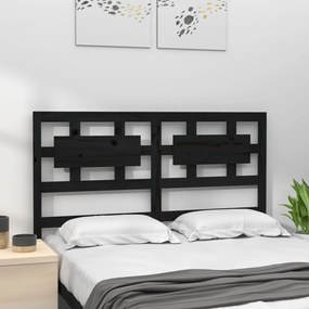 Cabeceira de cama 125,5x4x100 cm pinho maciço preto