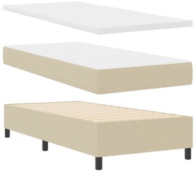 Cama Box Spring com Colchão Bege Clara 80x200 cm Tecido de Corduroy