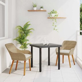vidaXL Conjunto de Jantar para Jardim 3 Peças em Rattan Poliéster Bege