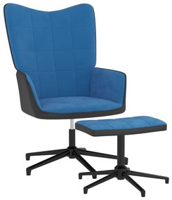 Cadeira de descanso com banco PVC e veludo azul