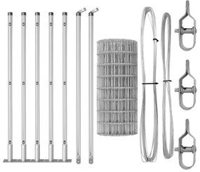 Cerca Euro com 7 Postes Flangados 0.4x10 m Aço Galvanizado
