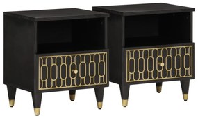 vidaXL Mesas de cabeceira 2 pcs 40x33x46 cm madeira mangueira maciça