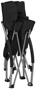 Cadeiras de praia dobráveis 2 pcs tecido preto