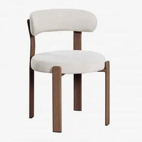 Cadeira De Jantar Estofada E Em Ferro Jolie Castanho Madeira Escura & Chenille Bege Creme - Sklum