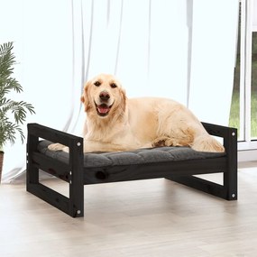 Cama para cães 75,5x55,5x28 cm madeira de pinho maciça preto