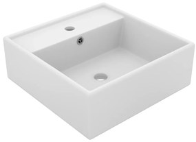 Lavatório luxuoso quadrado 41x41 cm cerâmica branco mate