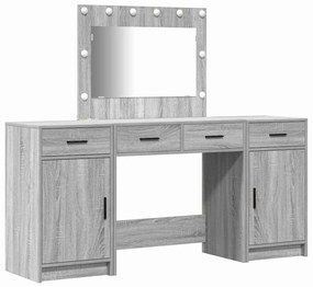 Conjunto de Toucador de 3 Peças com LED Cinza Sonoma Madeira Engenhari