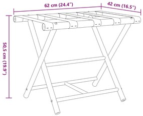 Suporte de bagagem dobrável 62x42x50,5 cm bambu