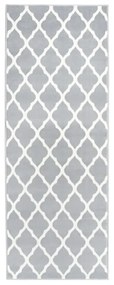 vidaXL Passadeira 100x350 cm polipropileno cinzento e branco