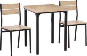 HOMCOM Conjunto de Mesa e 2 Cadeiras de Jantar, 3 Peças, para 2 Pessoas, 120 kg, Madeira Natural | Aosom Portugal
