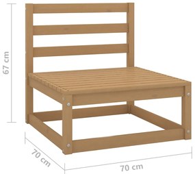 3 pcs conjunto lounge de jardim pinho maciço castanho mel
