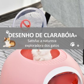 Caixa de Areia para Gatos Coberta Caixa de Areia Fechada para Gatos com Clarabóia Bandeja Amovível e Pá 47x55x44cm Rosa