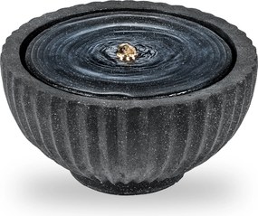 Fonte de Água Decorativa Redonda, 45 x 23,5 cm, Iluminação LED, Cinzento