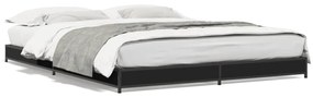 Estrutura de cama 140x200 cm derivados de madeira/metal preto