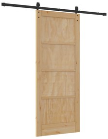 Porta Deslizante vidaXL com Conjunto de Ferragens 83x202 cm Madeira Ma