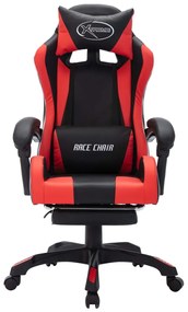 Cadeira estilo corrida luzes LED RGB couro arti. vermelho/preto