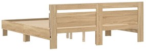 Estrutura cama c/ cabeceira/luzes LED 160x200cm carvalho sonoma