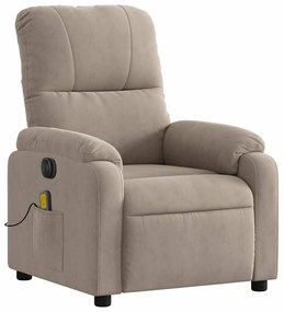 Poltrona massagens recli. elétrica microfibra cinza-acastanhado