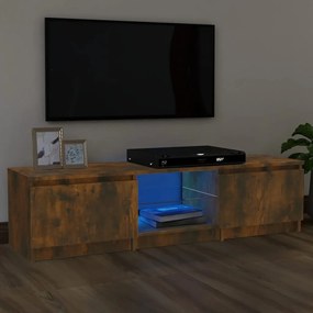 vidaXL Móvel de TV com luzes LED 140x40x36 cm carvalho fumado