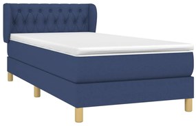 Cama com molas/colchão 90x190 cm tecido azul