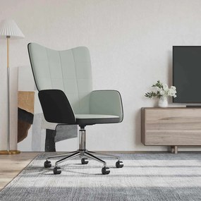 vidaXL Cadeira de descanso PVC e veludo cinzento-claro
