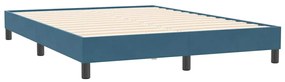 Estrutura de cama sem colchão 140x210 cm veludo azul-escuro