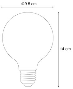 Lâmpada LED inteligente E27 regulável G95 4,9W 320LM 2500K