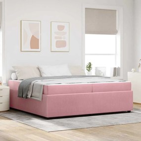 vidaXL Estrutura da Cama com colchão Rosa 200 x 200 cm tecido
