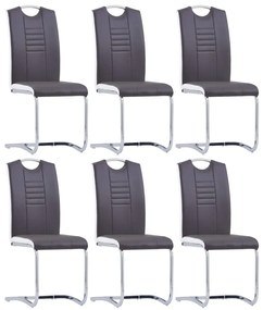 Cadeiras de jantar cantilever 6 pcs couro artificial cinzento
