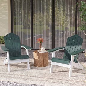 Conjunto de 2 Cadeiras Adirondack Dobráveis, 88 x 77 x 95 cm, Apoios de Braços Largos, Verde escuro