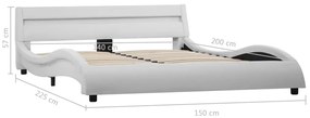 Estrutura de cama com LED 140x200 cm couro artificial branco