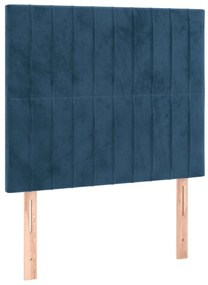 Cama com molas/colchão 90x190 cm veludo azul-escuro