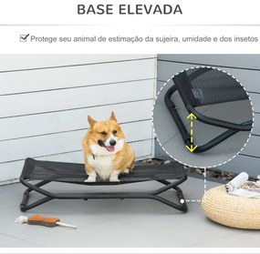 Cama Elevada para Cães Dobrável Cama para Animais de Estimação Pequenos e Médios com Tecido de Malha Respirável Estrutura de Aço para Interior e Exter