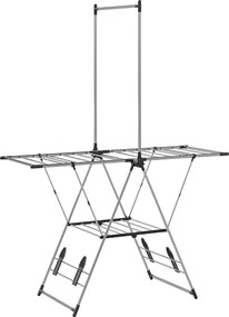 HOMCOM Estendal Vertical Dobrável com Laterais Ajustáveis em 5 Níveis 4 Suportes para Calçado 139x62,5x201 cm Prata | Aosom Portugal