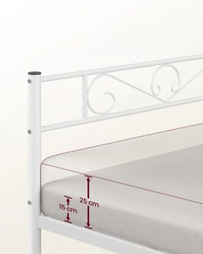 Estrutura de cama de solteiro em metal (160 x 200) cm branco