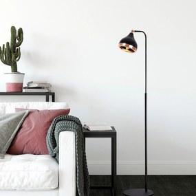 Candeeiro de Pé Yildo – Preto e Cobre – 40 x 28 cm, Altura 150 cm