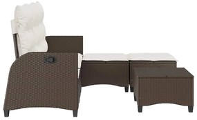 3 pcs conjunto sofás de jardim com almofadões em L vime PE