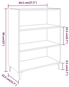 Aparador 69,5x32,5x90cm madeira processada carvalho castanho