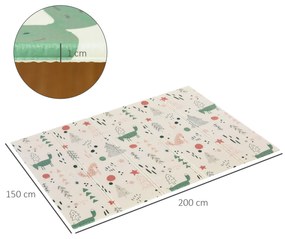 HOMCOM Tapete Infantil Dobrável Acolchoado com 2 Faces Tapete de Jogos para Bebé Reversível Impermeável Antiderrapante com Ampla Superfície 200x150cm Multicor