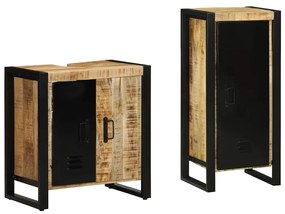 Conjunto de Móveis para Banheiro 2 pcs Madeira de manga maciça