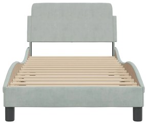 Estrutura de cama sem colchão 90x190 cm veludo cinzento-claro