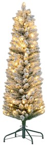 HOMCOM Árvore de Natal Árvore de Natal artificial nevada de 150 cm com 120 luzes LED 263 ramos e suporte metálico Árvore de Natal para sala verde e branca