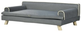 PawHut Cama Elevada para Cães Grandes e Médios 100x62x32 cm Revestimento em Chenille com Almofada Lavável Cinza Escuro | Aosom Portugal