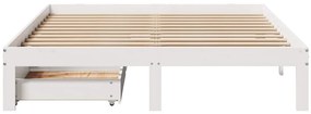 Estrutura de cama c/ gavetas 120x200 cm pinho maciço branco