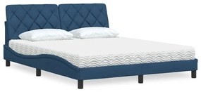 Cama com colchão 160x200 cm tecido azul