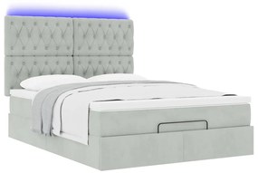Estrutura de cama otomana com colchões 140x190cm cinzento claro