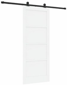 Porta Deslizante com Kit de Hardware Branca 83x202 cm Madeira Sólida d