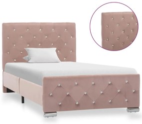 Estrutura de cama 90x200 cm veludo rosa