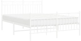 Estrutura de cama com cabeceira e pés 135x190 cm metal branco